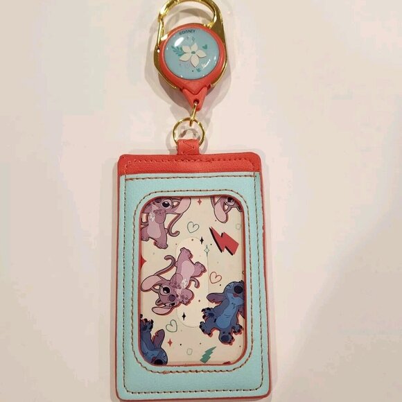 Loungefly Disney Lilo and Stitch Angel Valentines Day Lanyard ID Holder NEW - Picture 6 of 10